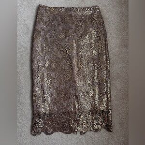 White House Black Market Gold Lace Pencil Skirt